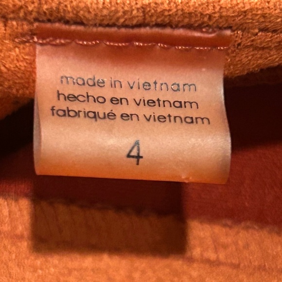 Calvin Klein Faux Suede Dress Burnt Orange Size 4 Gold Zip Circle Pull Accent - Picture 3 of 9